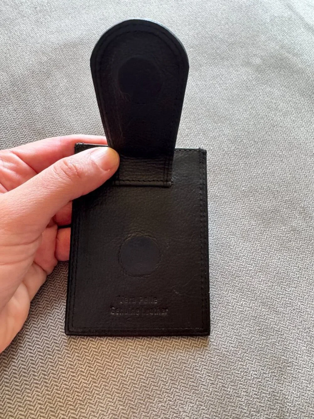 Vera Pelle Black Leather Card Holder with Money Clip
